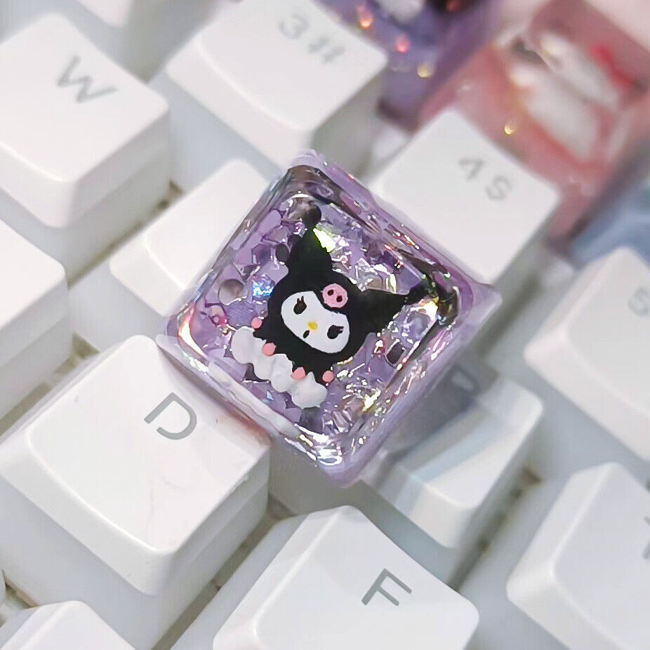 My Melody Purin Cinnamoroll Keycaps Kuromi Bling Transparent Light DIY Key Cap