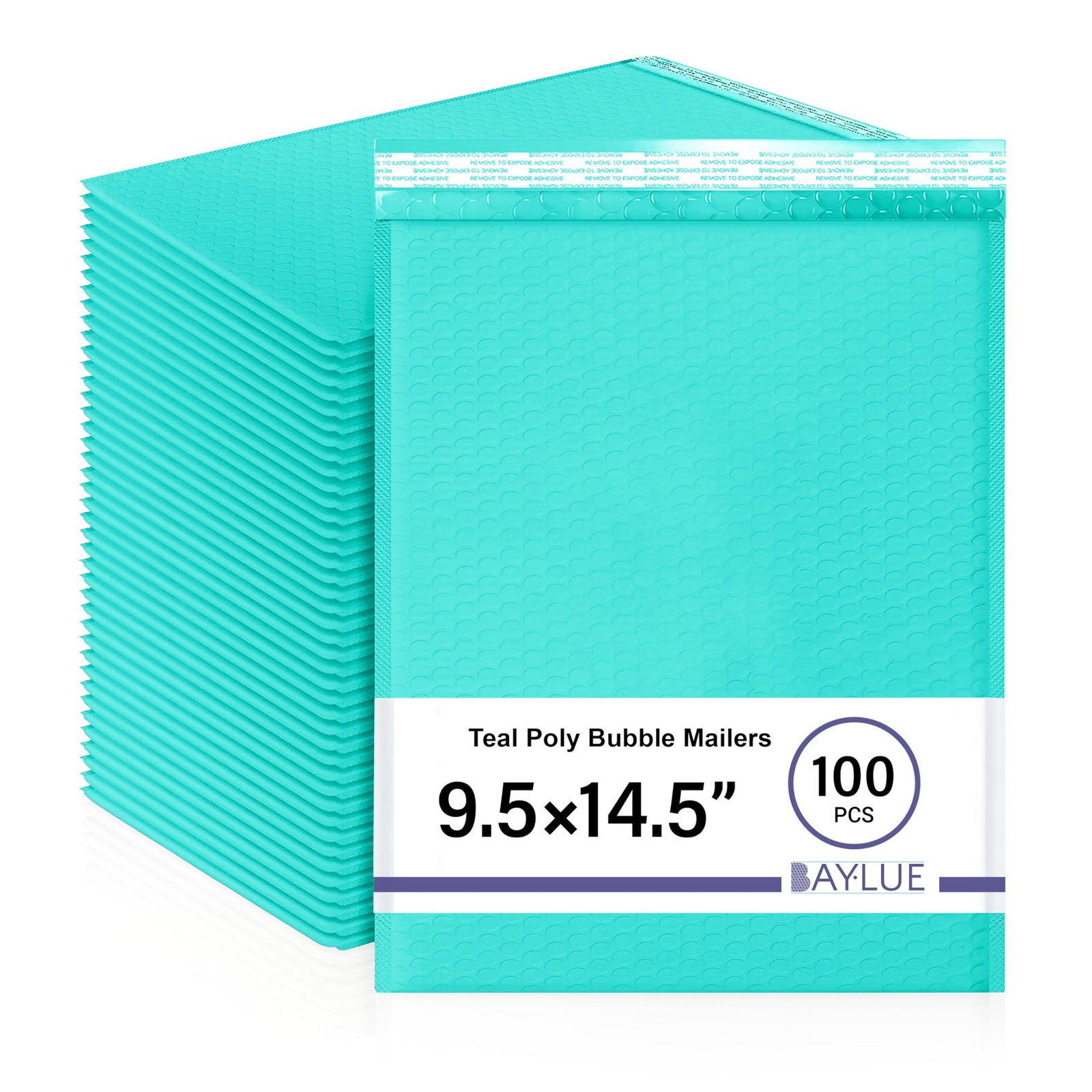 Teal Bubble Mailers 9.5x14.5, Self Seal Poly Padded Envelopes #4, 100 Pack