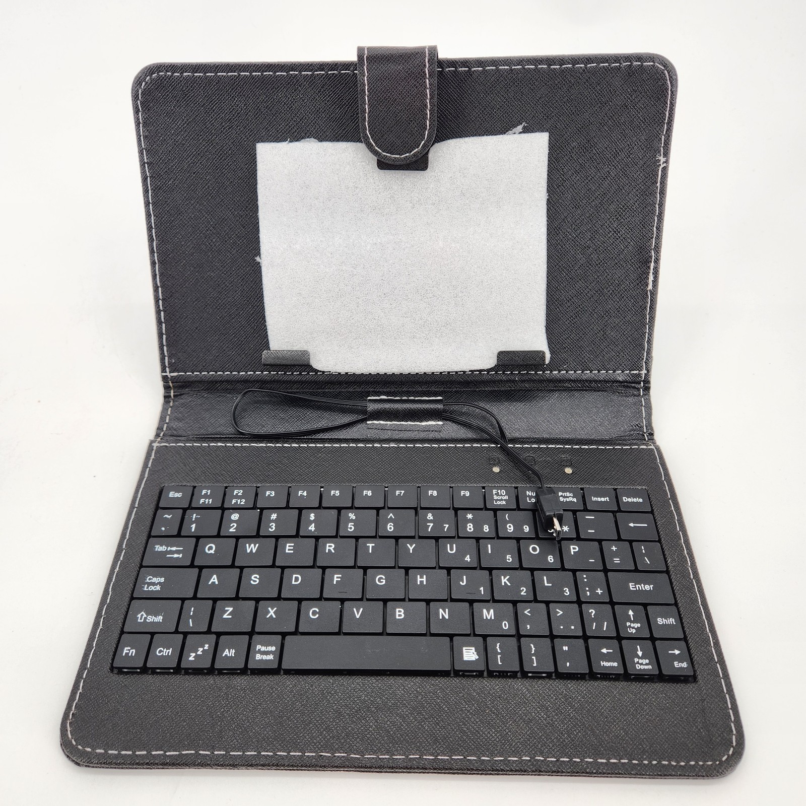 Universal 7 inch Tablet Case with PC Keyboard and Flip Stand, Black