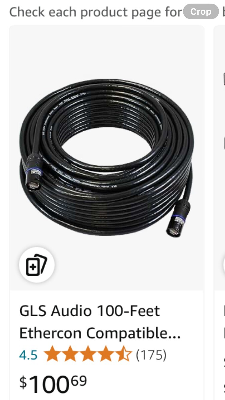 GLS Audio 100ft Super Cat 6 RJ45 With Removable G-Shell G45 Ether Con Compatible