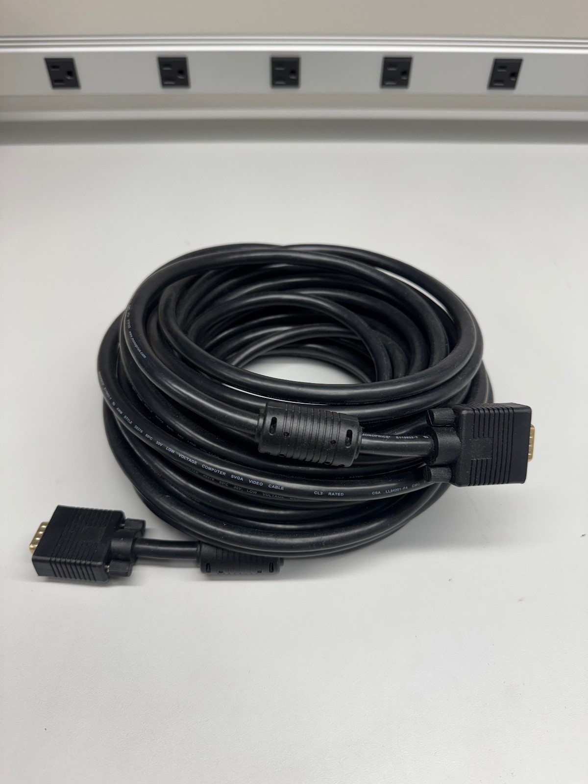 Monoprice 50ft 15 PIN Black VGA Monitor M/M Male Male Cable