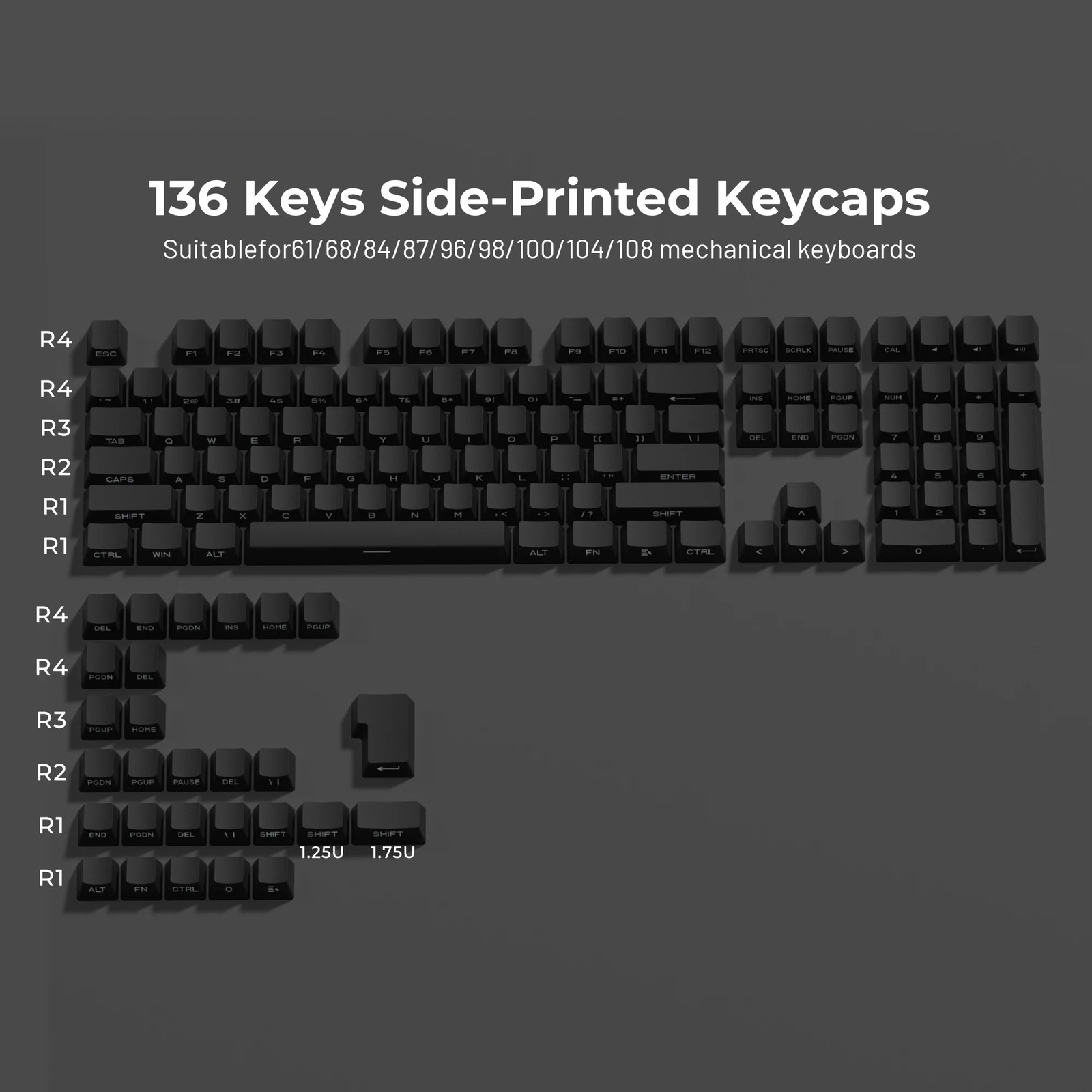 XVX Phantom Gradient PBT Keycaps Double Shot OEM 136 Keys Shine Through