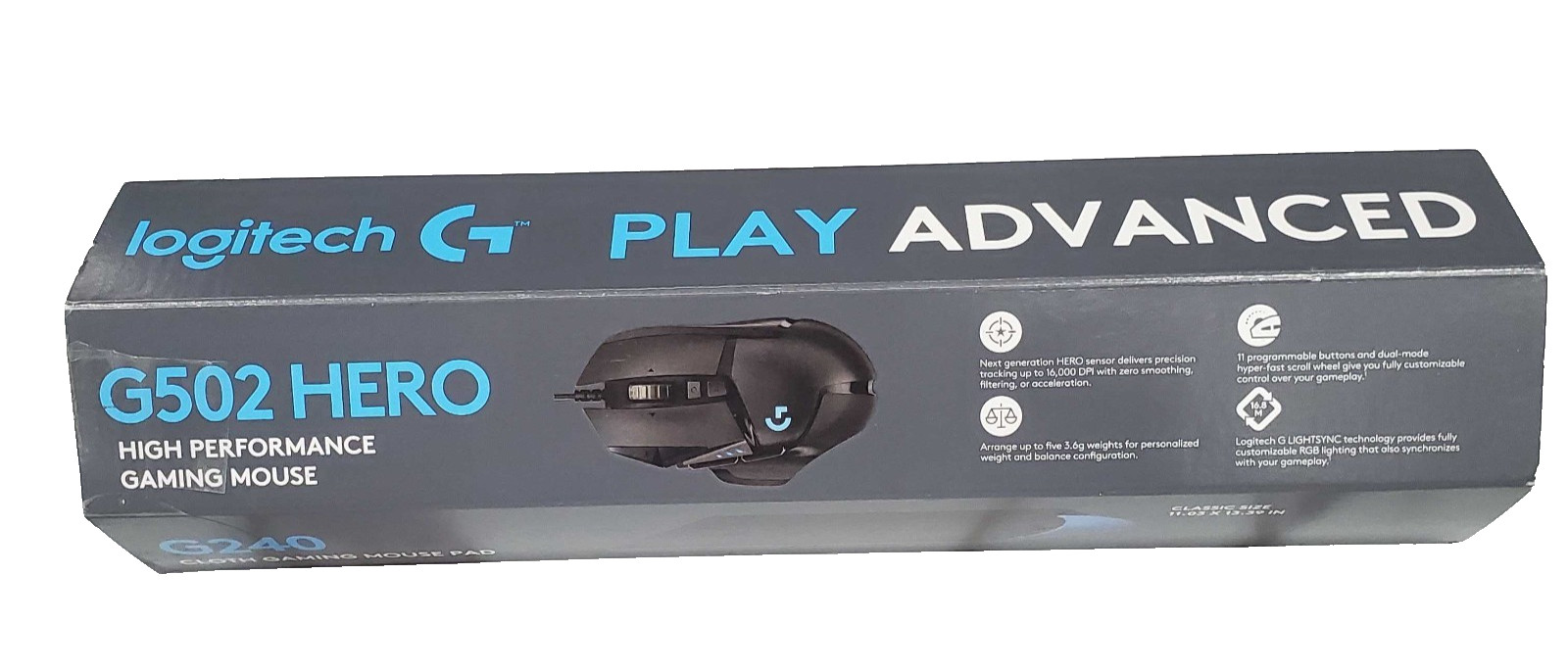 Logitech G502 HERO Gaming Mouse & G240 Cloth Gaming Mouse Pad - Black 
