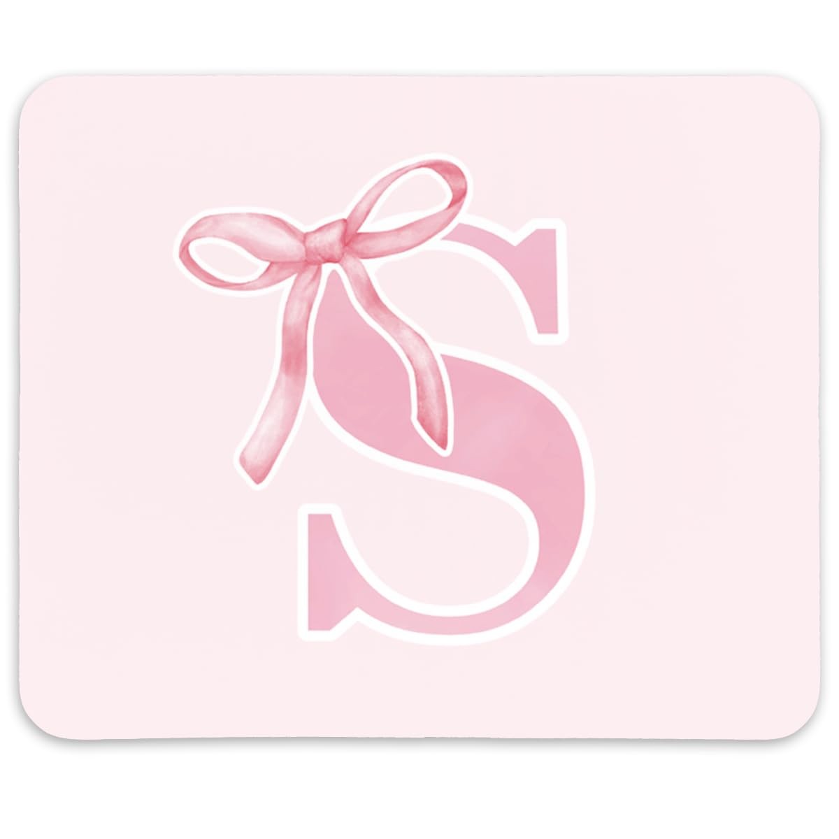 QIYUHOY Coquette Trendy Initial S Pink Bow Mouse 7.9x9.5 inches, pinkS 