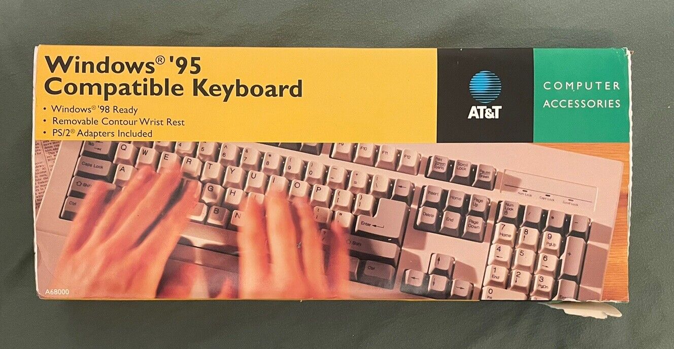 VTG 1998 AT&T Enhanced Multimedia Computer Keyboard PS/2 A68000 NOS Open Box