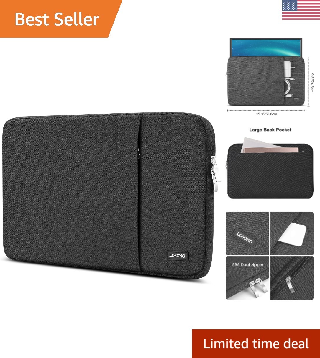 15.6 Inch Portable Monitor Sleeve - Heavy Duty, Waterproof, and Lightweight