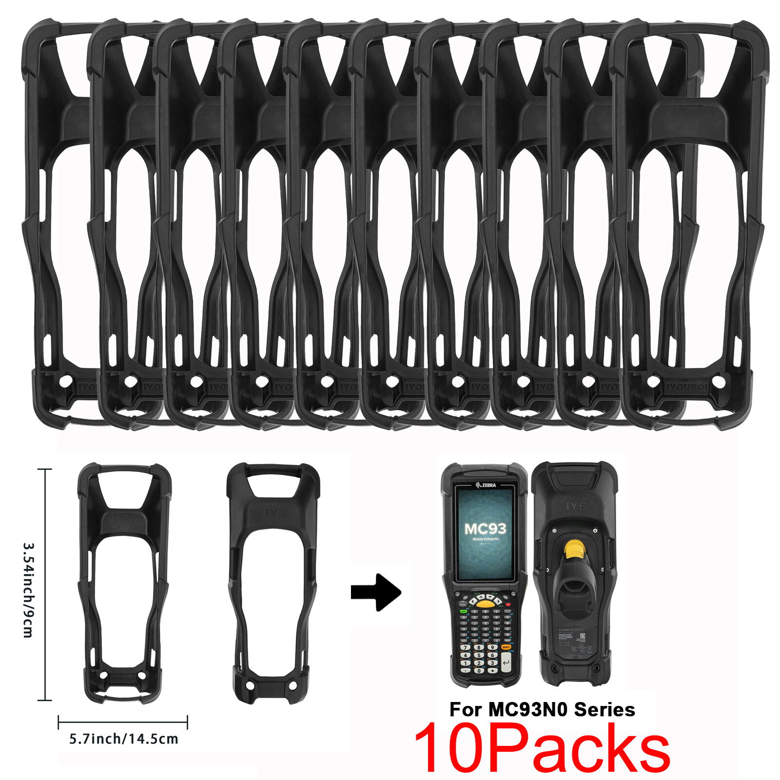 10Pcs Protective Cover Case Hand Rugged Boot For Zebra MC93 MC9300 MC930B MC930P