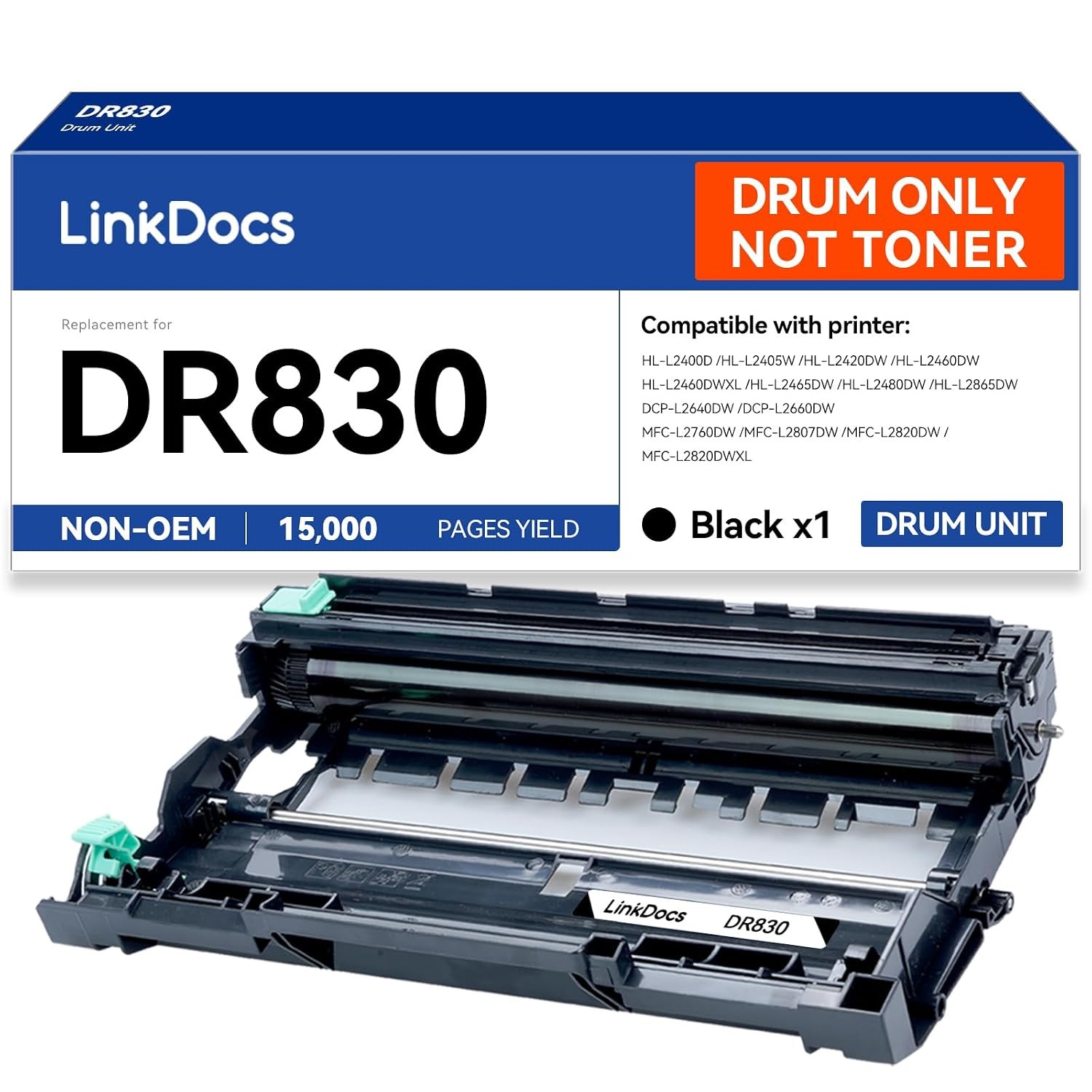 LinkDocs DR830 Drum Replacement for Brother DR830 DR-830 Drum Unit Used with Bro