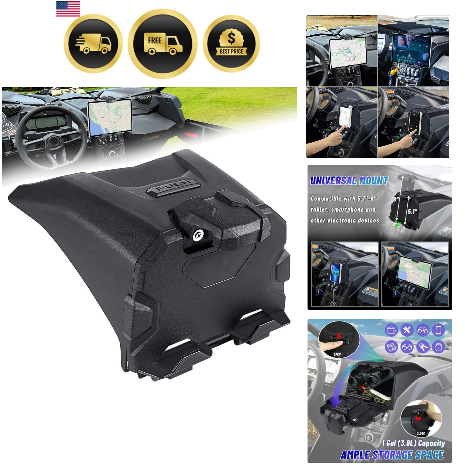 Maverick X3 Tablet Holder with Storage Box GPS Mount