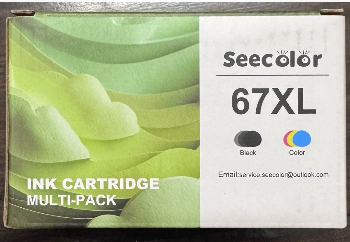 Seecolor 67XL Compatible Inkjet Ink Cartridges for HP, Black & Tri-Color