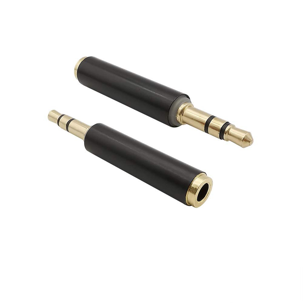VizGiz 2 Pack TRRS to TRS Adapter 3.5mm Plug Jack 1/8'' Connector black 