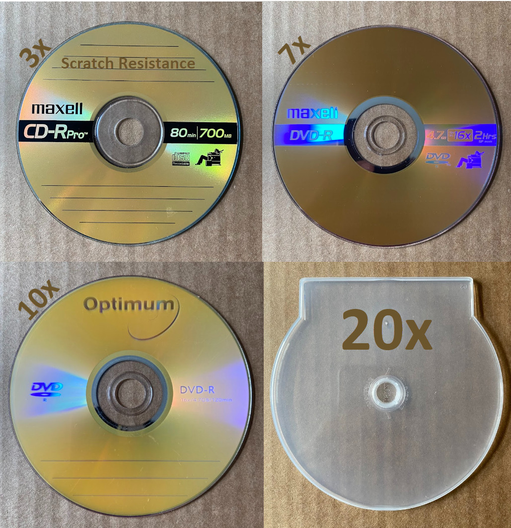 3x MAXELL CD-R Pro 80Min/700MB- 7x Maxell DVD-R -10x Optimum DVD-R 4.7GB- 16x