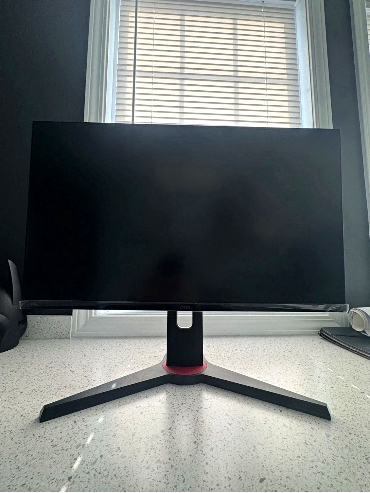 onn. 24in LED Monitor 1080p 75Hz HDMI VESA Model 100027813 Black/Red