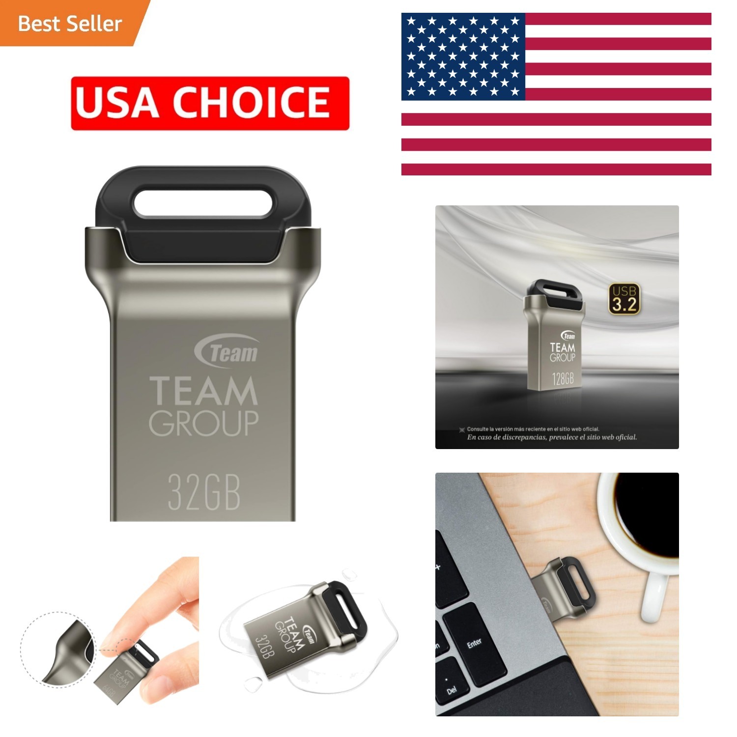 Compact 32GB USB 3.2 Mini Metal Drive - High-Speed Data Transfer at 100MB/s