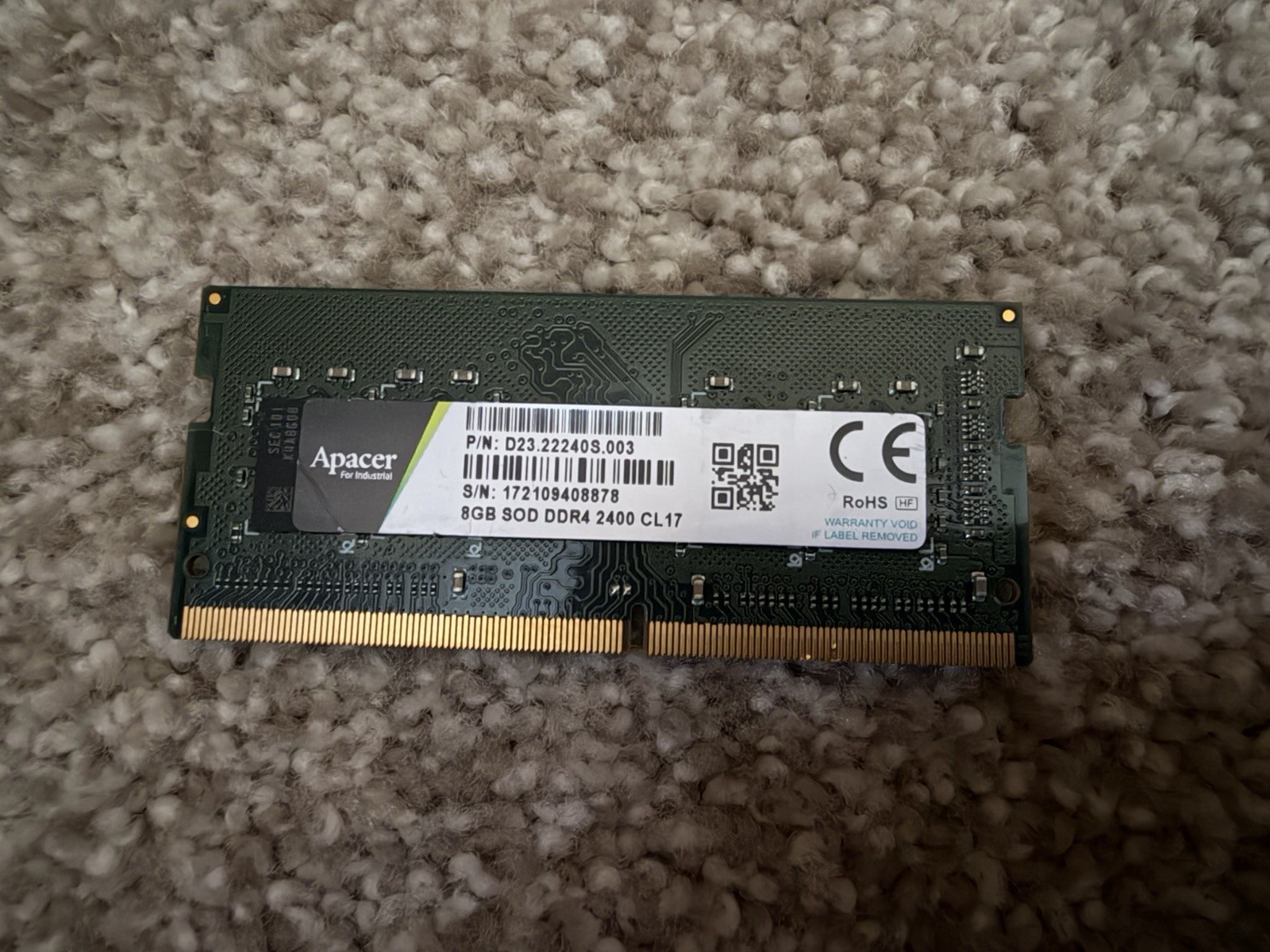 Apacer 8GB DDR4 2133MHz DIMM (D23.22240S.003) | Pre-Owned