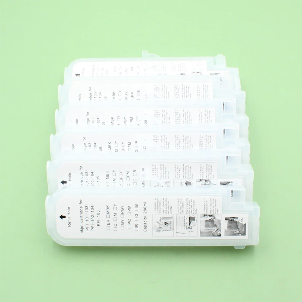 6pcs 280ML/PC Refillable Ink Cartridge For Canon IPF650 655 750 755 760 Printer