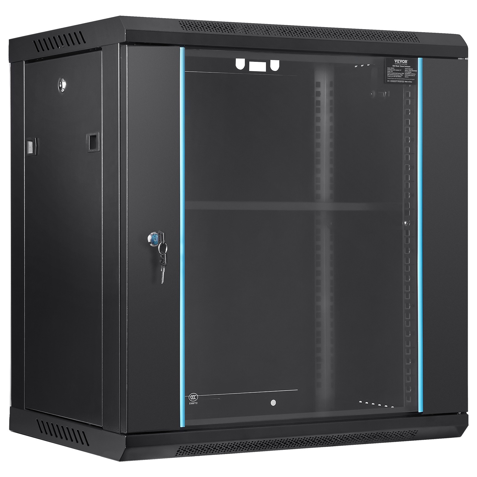 VEVOR 12U Wall Mount Network Server Rack Cabinet Enclosure 14.8" Deep Door Lock