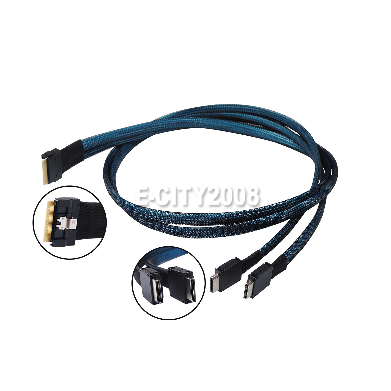 Icy Dock SlimSAS 8i SFF-8654 to 2x OCuLink 4i SFF-8611 Cable 1M