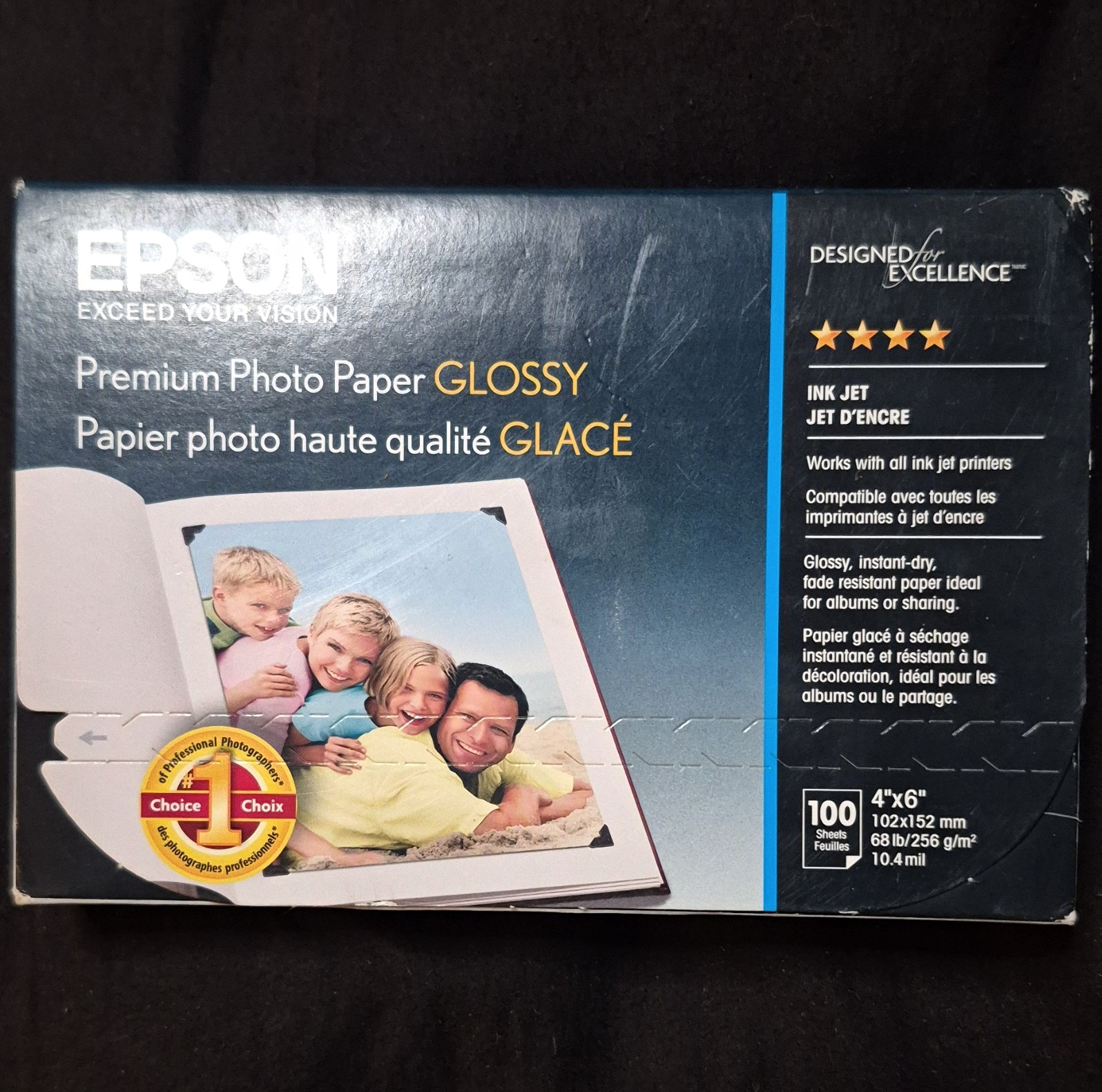 Epson Premium Glossy Photo Paper 4x6 100 Sheets 256g/m² Inkjet S041727