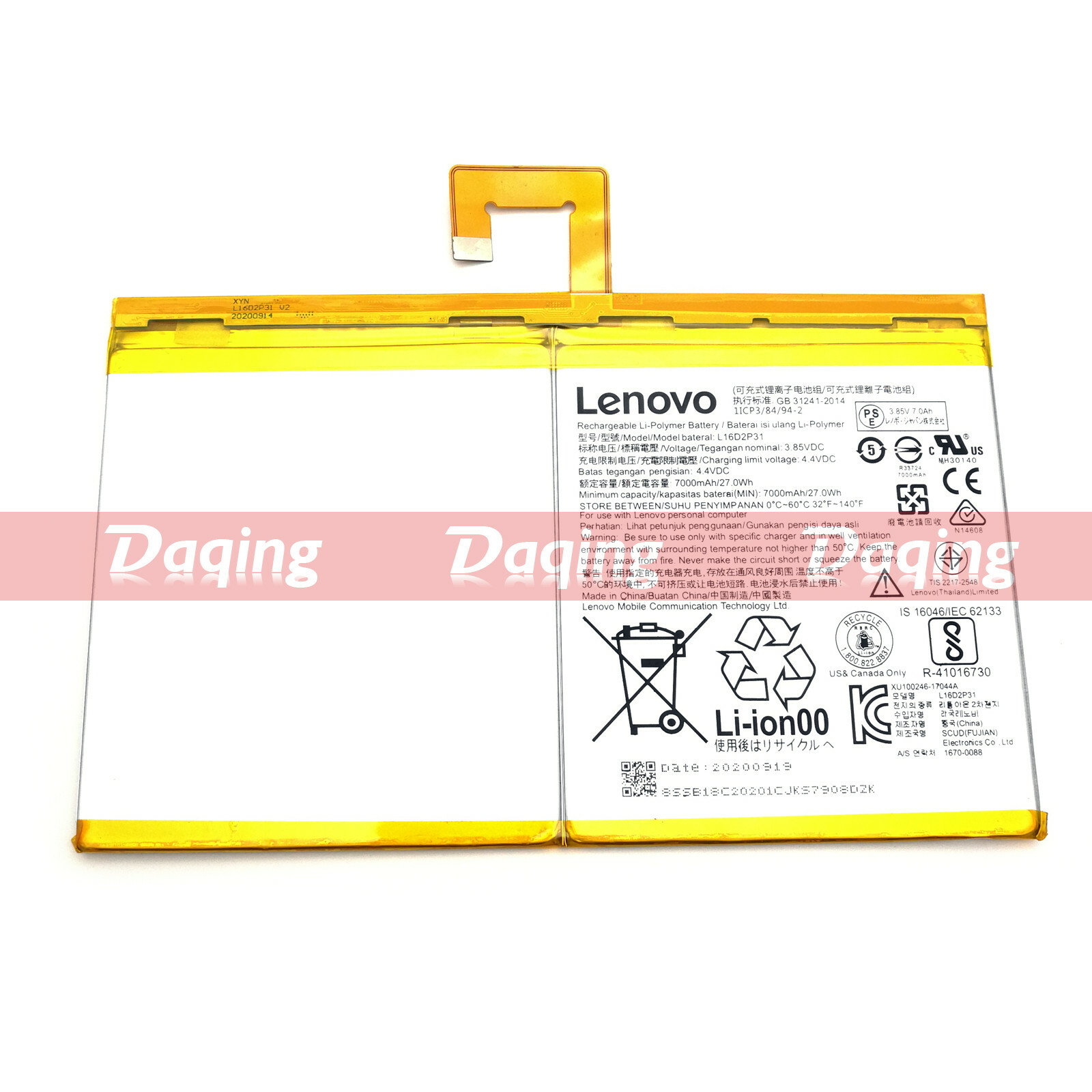 New Original L16D2P31 Battery for Lenovo Tab 4 10 Plus TB-X704F TB-X304F TB-X304