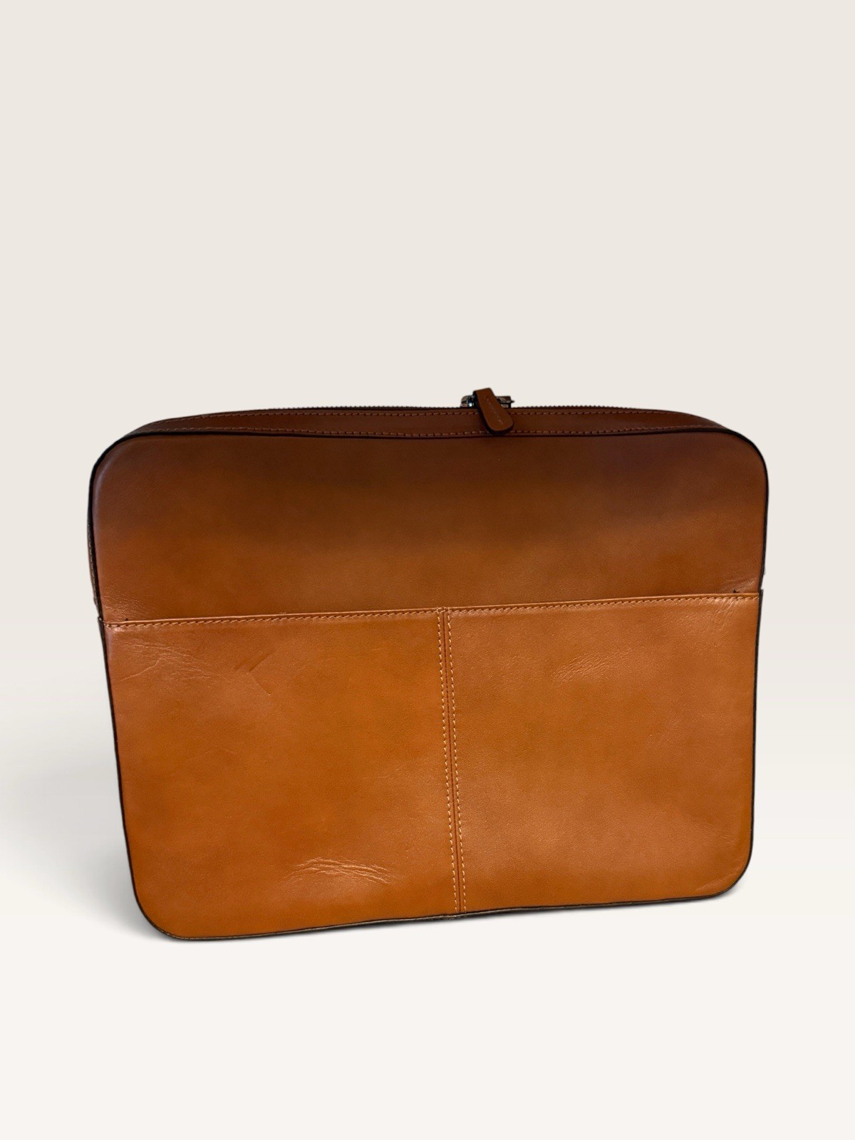 MARK AND GRAHAM LEATHER LAPTOP ZIPPER CASE CAMEL BROWN
