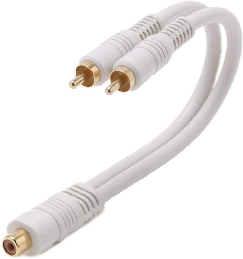 RCA Y Splitter Adapter RCA Dual Male to RCA Single Female 6 Inch Heavy Duty