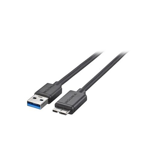 Insignia - 3' USB 3.0 A-Male-to-Micro-B-Male Cable - Black