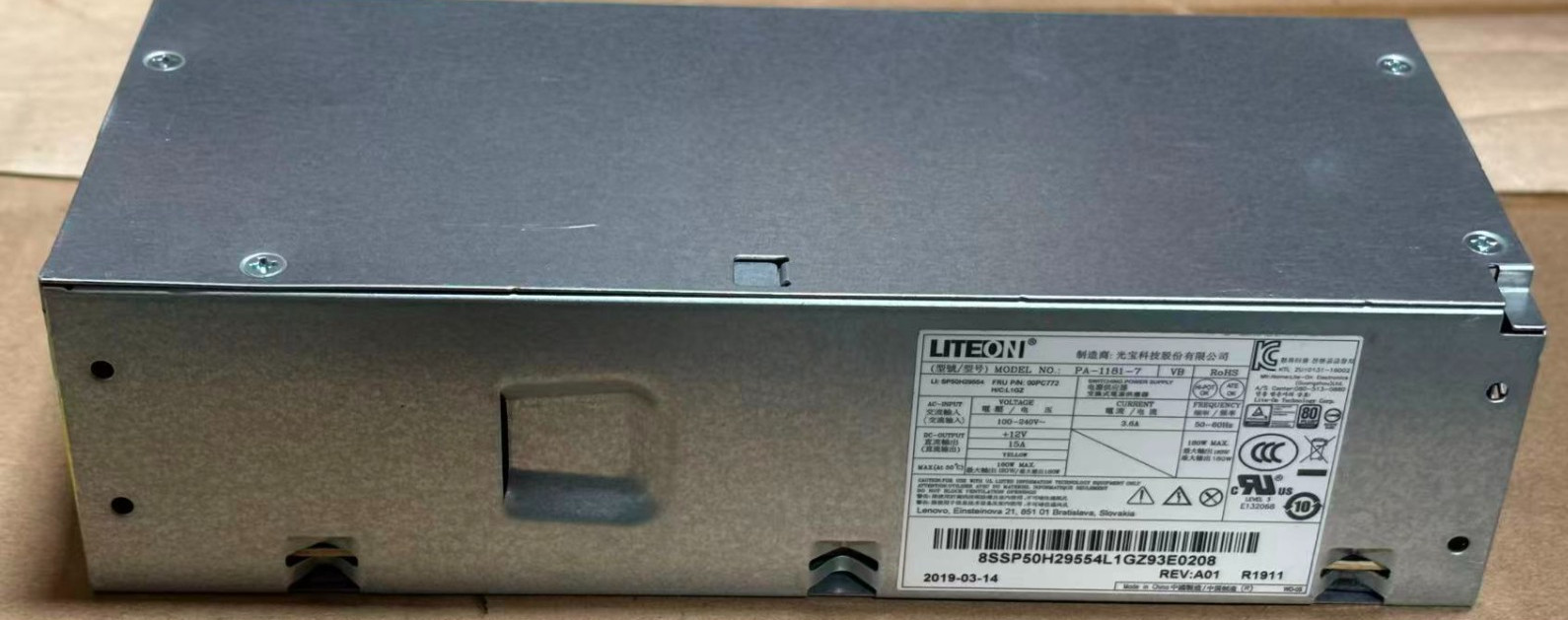 Lenovo ThinkCentre M710e 180W Power Supply PSU Lite-On PA-1181-7 FRU 00PC772