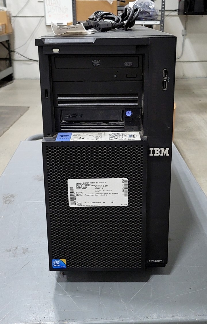 IBM SYSTEM X3500 M3 SERVER 7380AC1 TOWER Server XEON E5620 8GB RAID SEE NOTES
