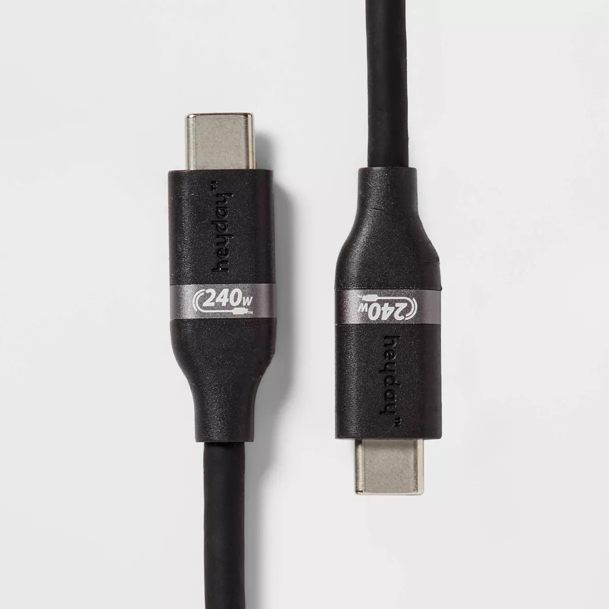 4' USB-C to USB-C 240W Silicone Cable - heyday™ Black: Male-To-Male Connection