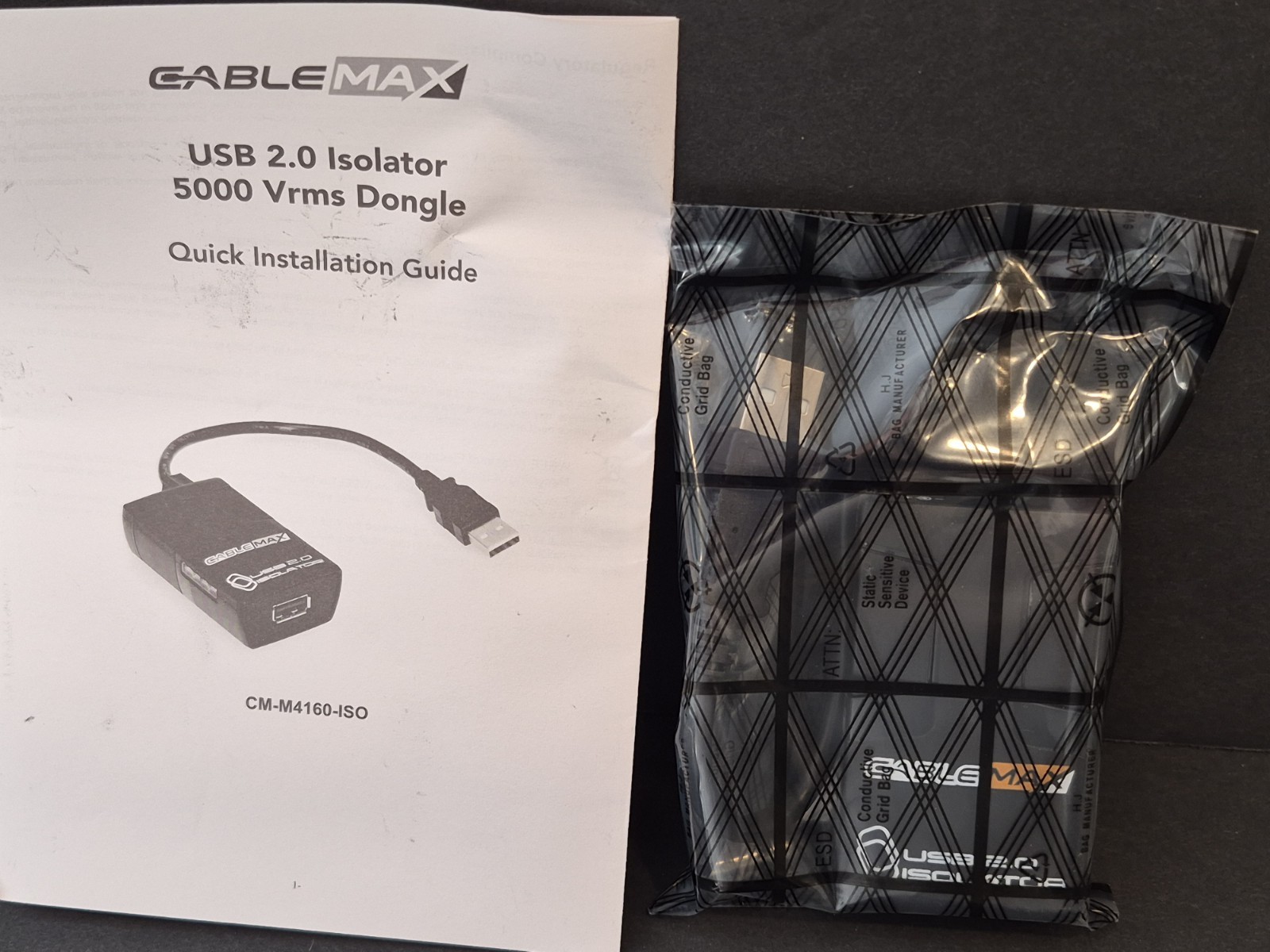 USB 2.0 Isolator - Hi-Speed 480Mbps, Surge Protection, Black CM-M4160-ISO