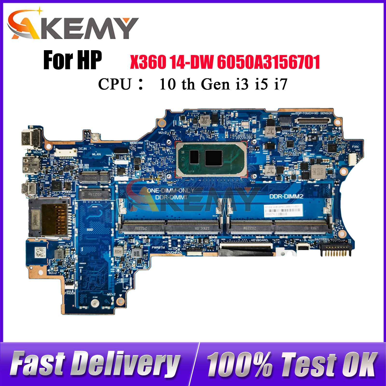 i3 i5 i7 For HP Pavilion X360 14-DW Laptop Motherboard 6050A3156701 L96510-601