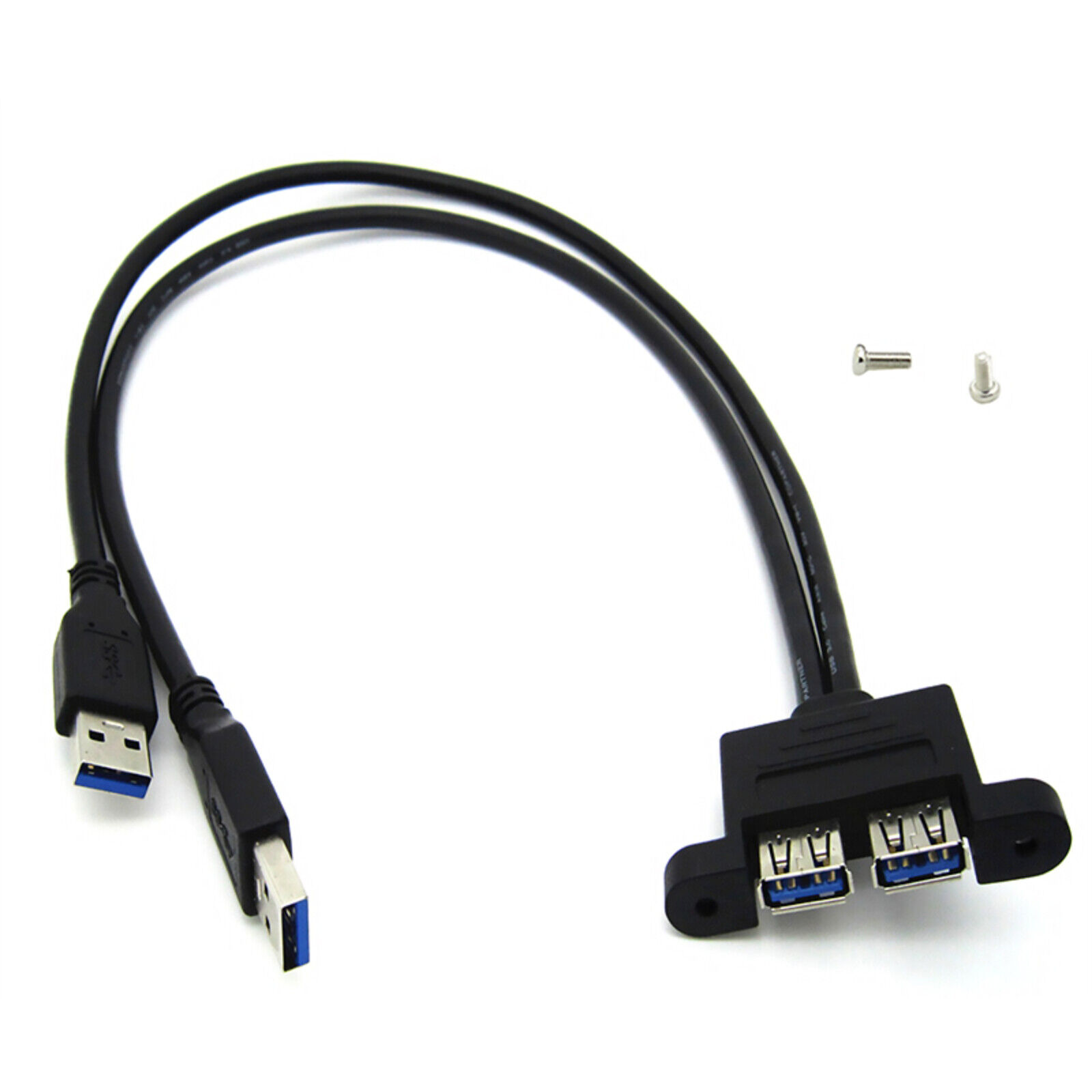 30cm Dual USB 3.0 A Male to USB 3.0 Female Extension Cable Panel Mount Adapter