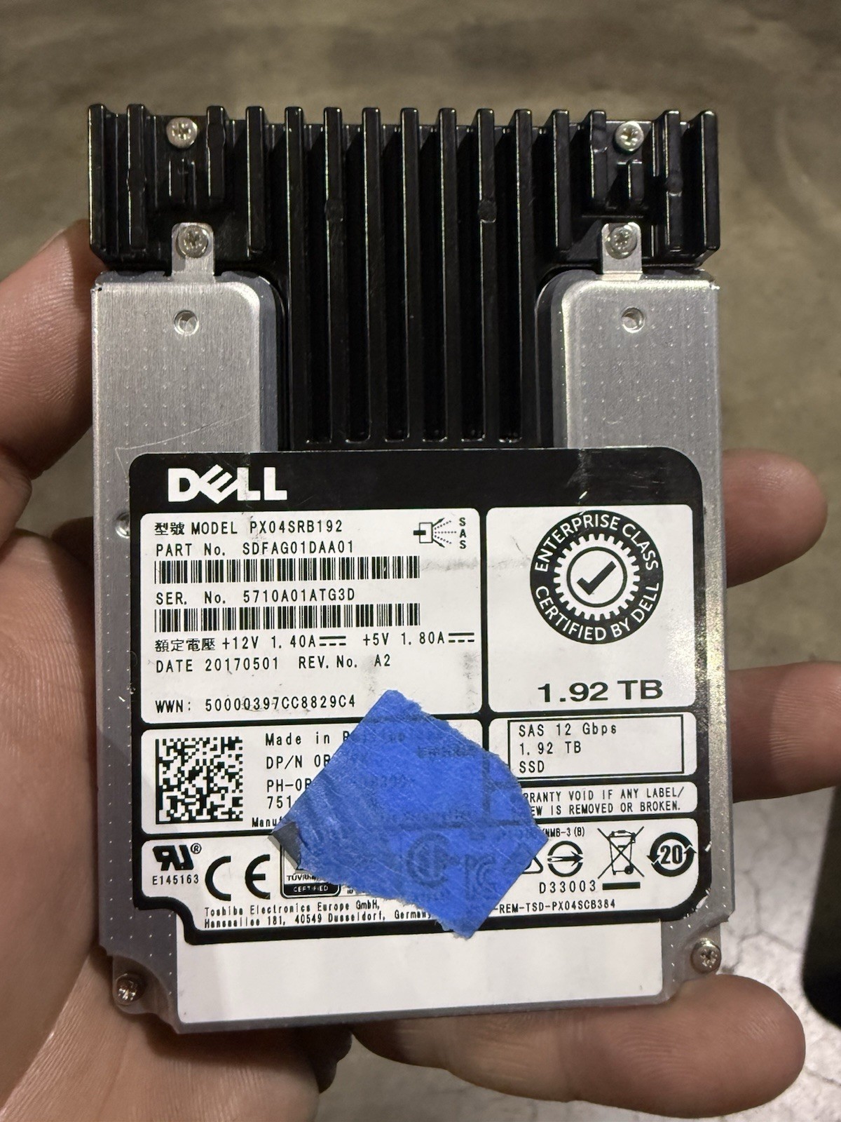 Dell 1.92TB SAS 12Gbps 2.5" Enterprise SSD PX04SRB192 PX04S 1.92TB 