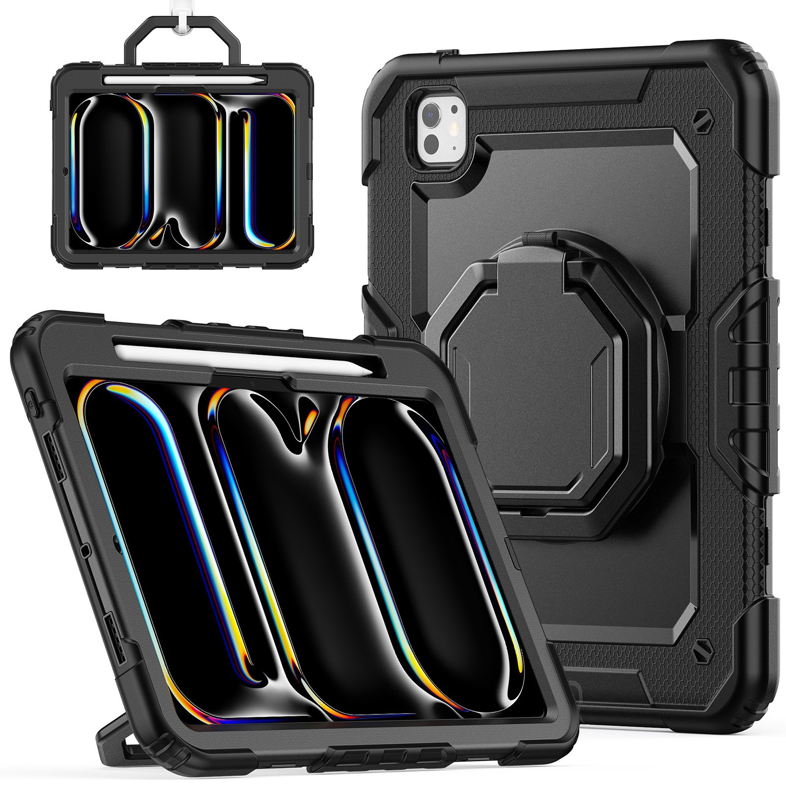 For iPad Pro 11/13" M5/Air M6 2026 Rotation Handle Stand Shockproof Rugged Case