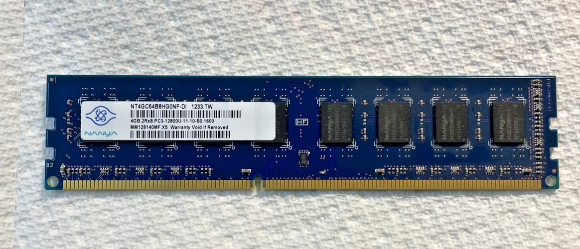 NANYA 4GB 2RX8 PC3-12800U NT4GC64B8HG0NF-DI DESKTOP MEMORY RAM