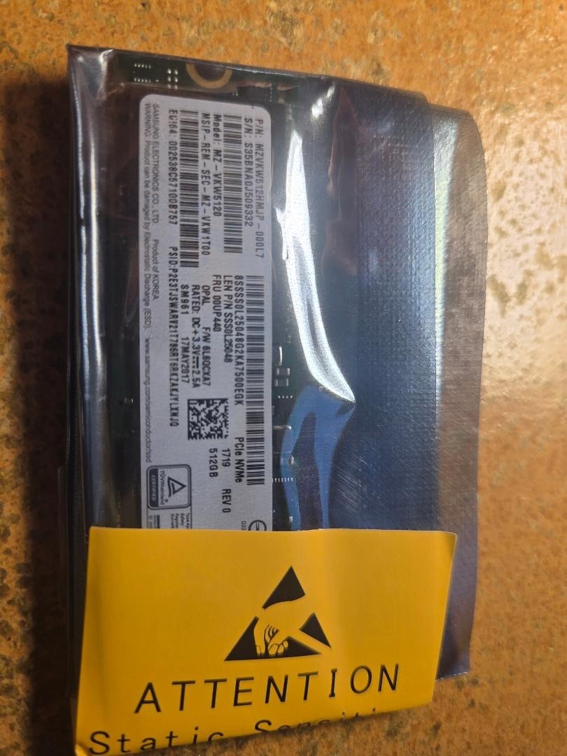 Samsung SM961 512GB M.2  SSD NVMe PCIe MZ-VKW5120 MZVKW512HMJP Lenovo SSS0L25048