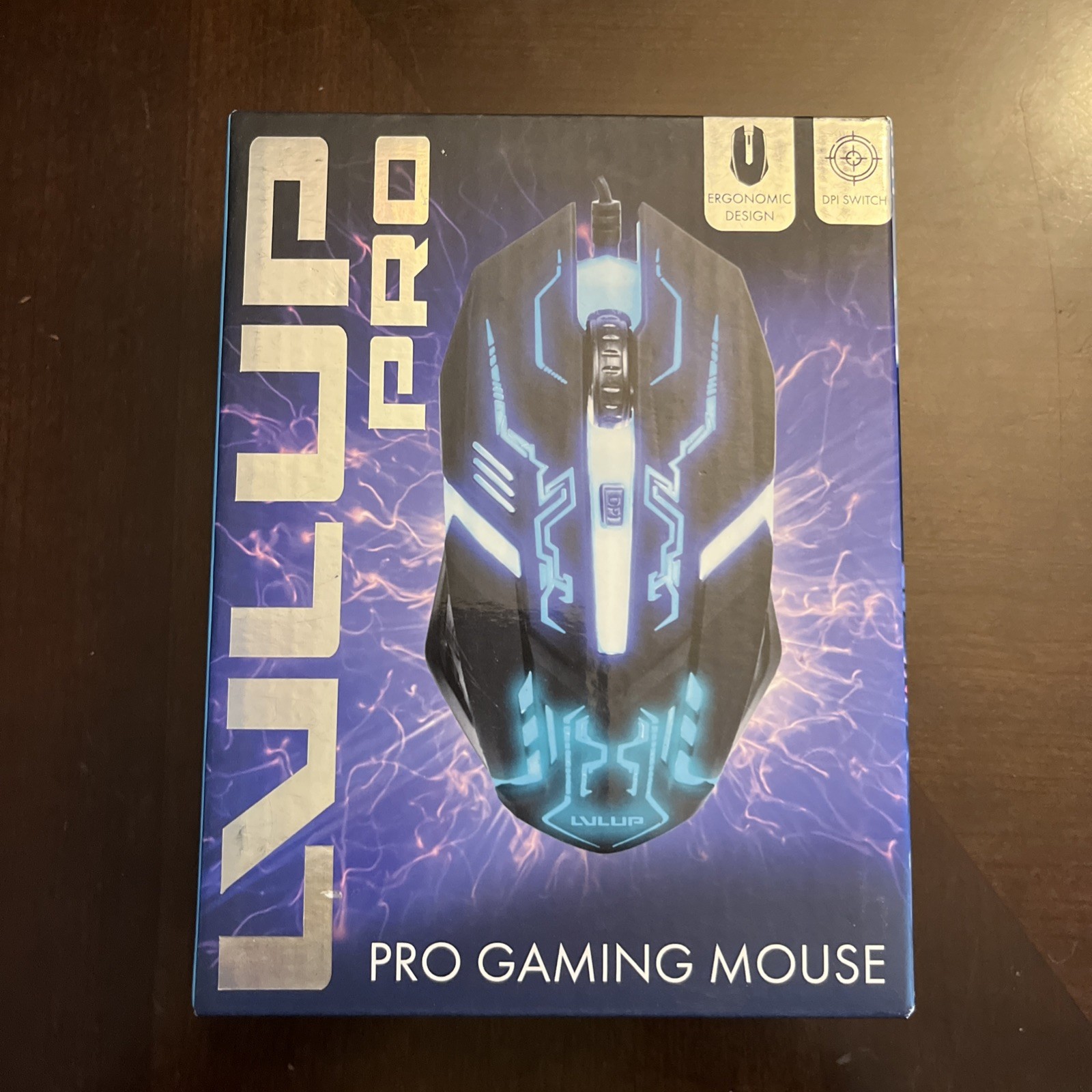Vivitar LVLUP Pro Wired Optical Gaming Mouse, RGB, 1600 DPI, Black/Blue