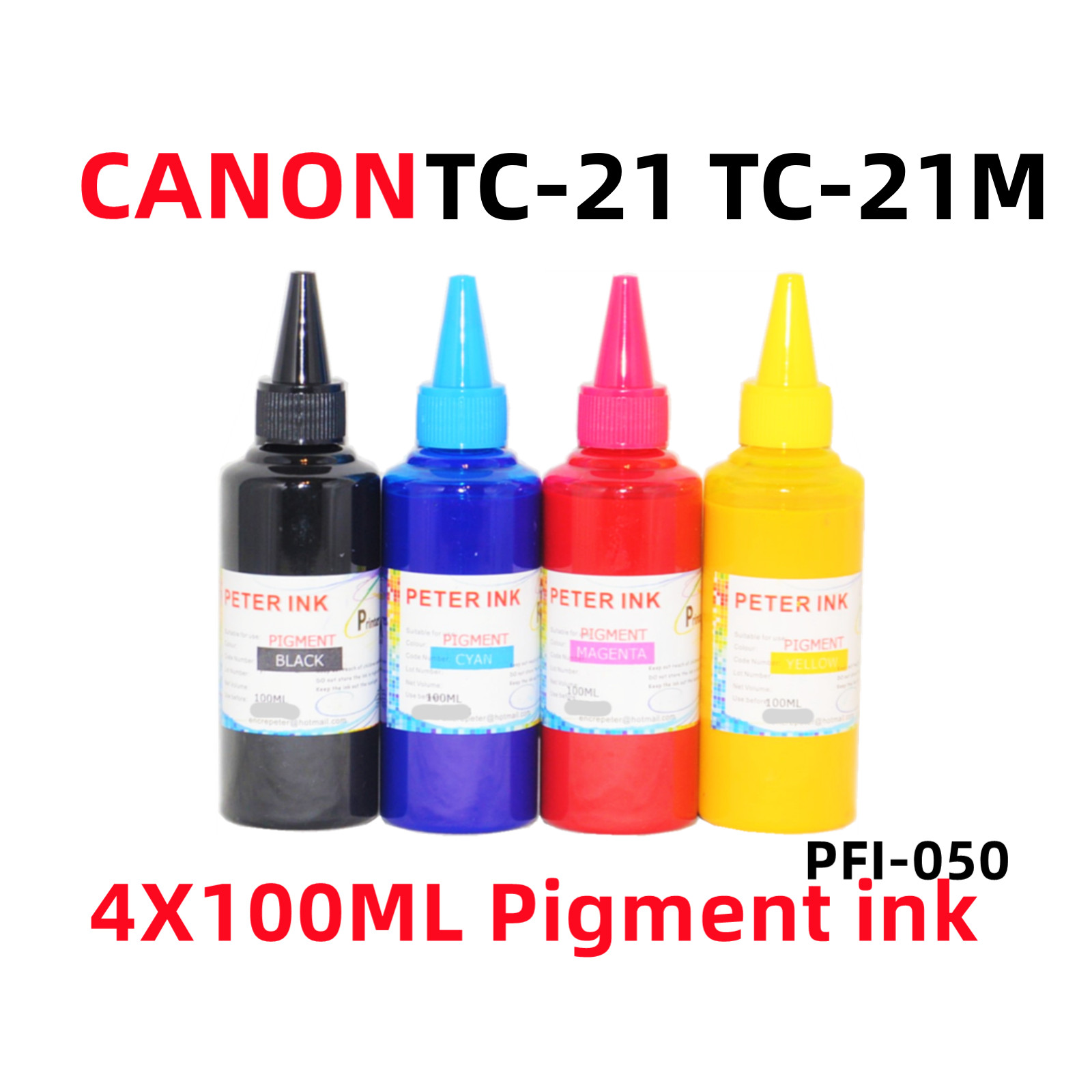 4X100ML Pigment Ink refills CANON imagePROGRAF TC-21 TC-21M PFI-050