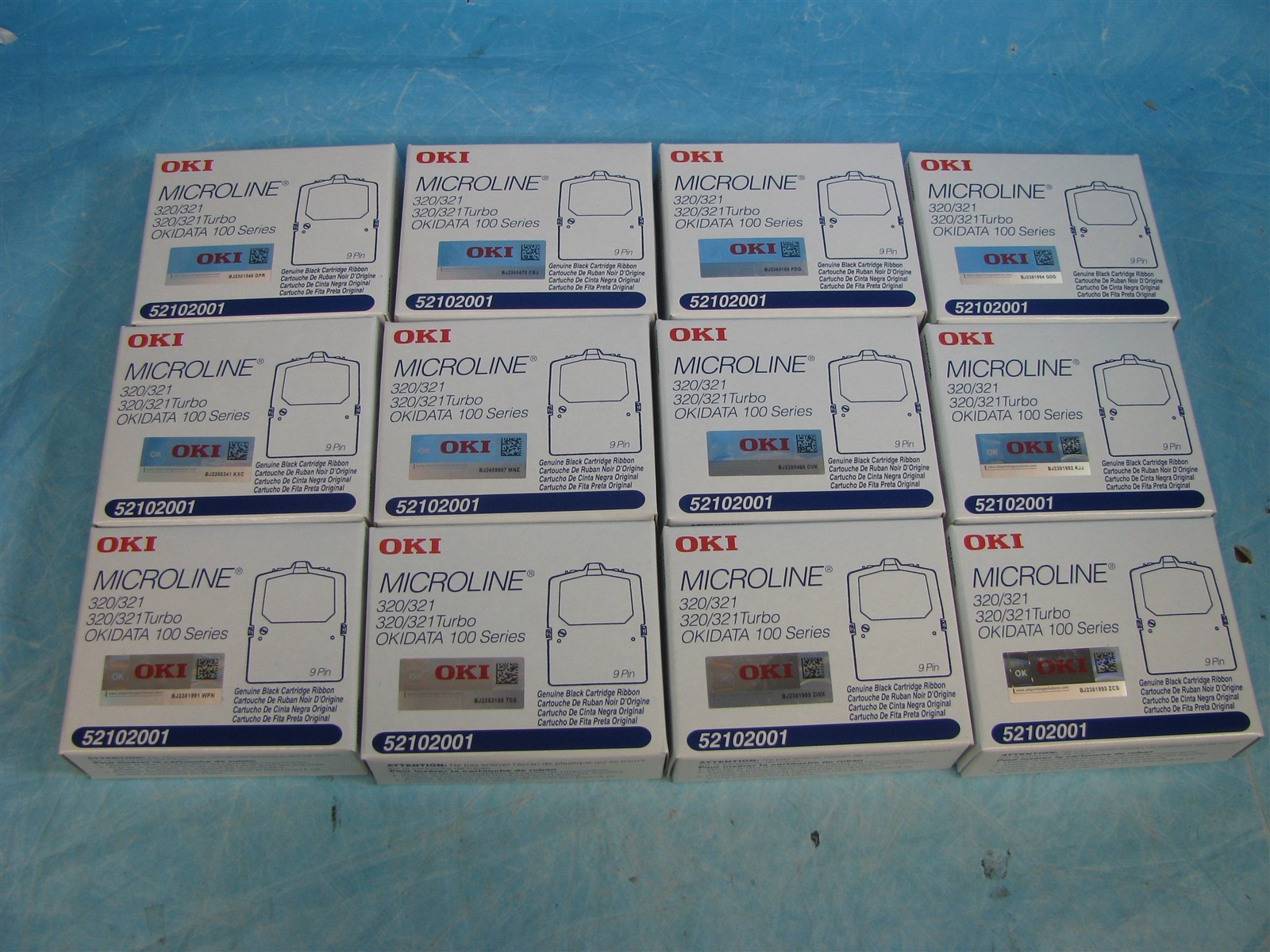 Genuine SET OF 12 OKIDATA OKI MICROLINE 320/321 TURBO 100 SERIES 52102001 BLACK 