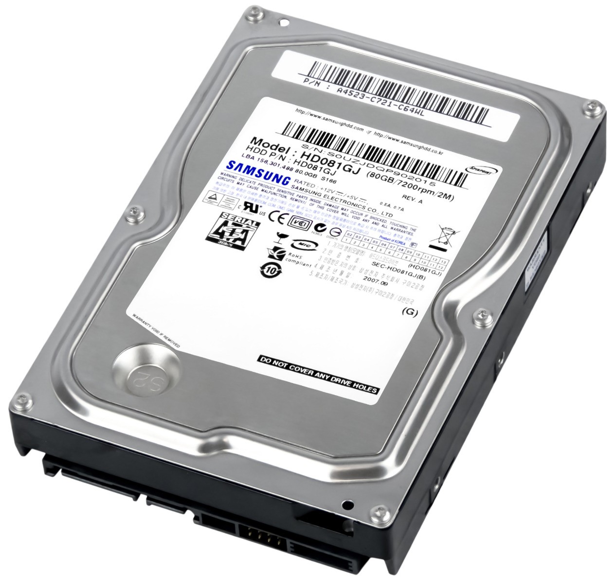 HARD DRIVE SAMSUNG SpinPoint S166 HD081GJ 80GB 7.2K 2MB SATA II 3.5''