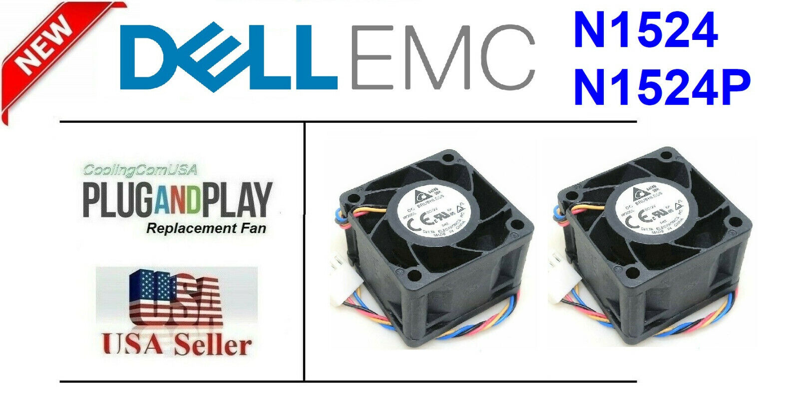 2x New Replacement Fans for Dell EMC PowerSwitch N1524 N1524P Fan