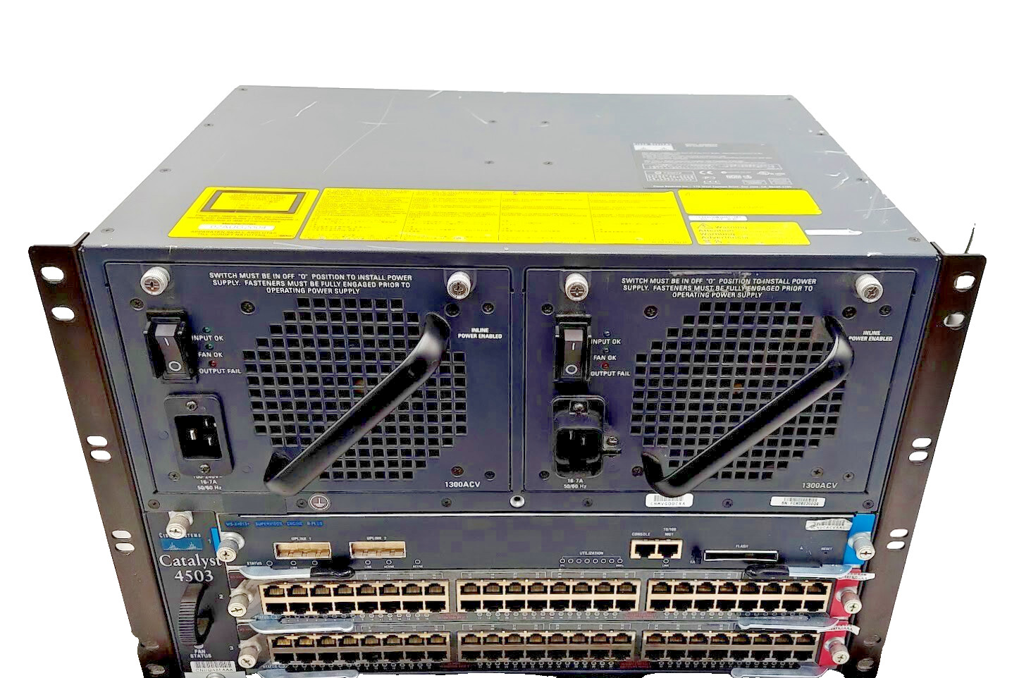 Cisco Catalyst 4503 w/ 2x WS-X4548-GB-RJ45 w/ WS-X4013+ w/ 2x 1300ACV PS