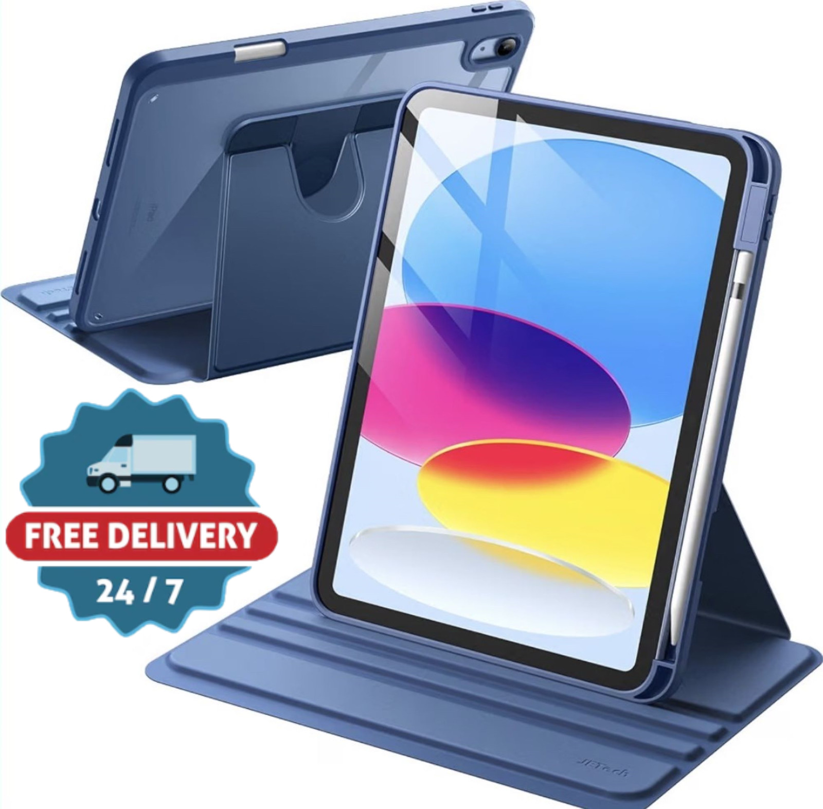 360° Rotating Case for iPad (A16) 11th/10th Gen Cover for 2025/2022 Model Blue