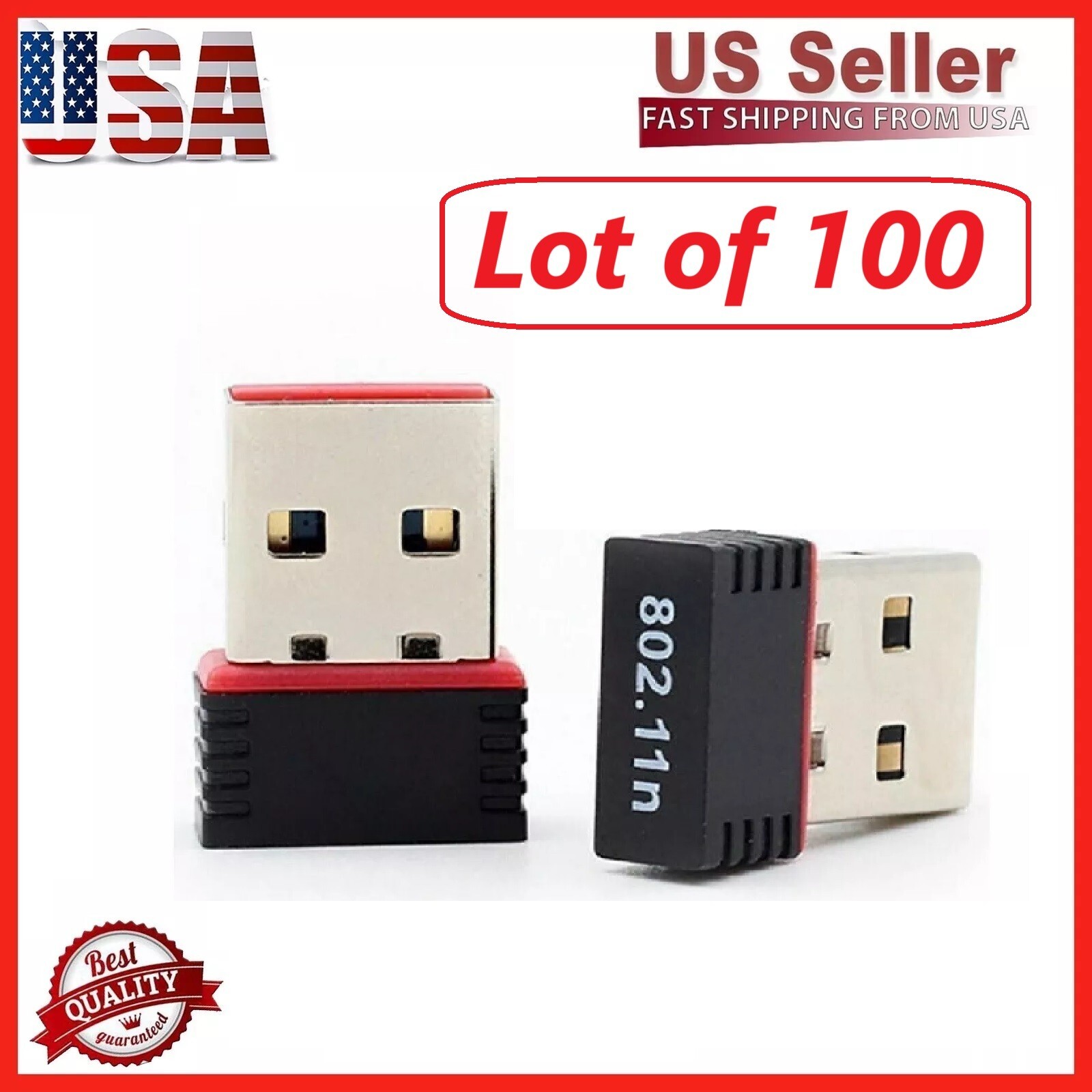 Lot of 100 Mini USB WiFi WLAN Wireless Network Adapter 802.11 Dongle RTL8188 WIN