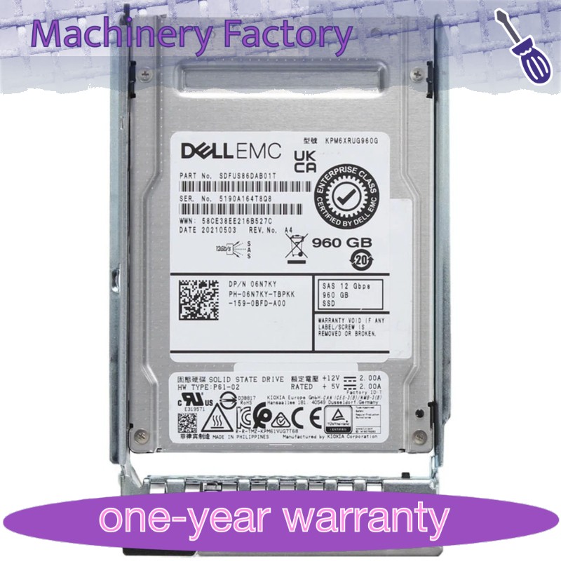 6N7KY 06N7KY Dell EMC 960GB 12Gbps SAS RI TLC 2.5'' SSD 14/15/16G KIT