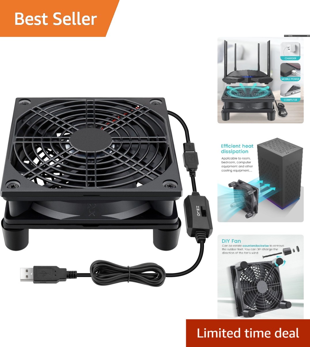 Whisper-Quiet 120mm USB Fan for Electronics - Efficient Cooling for Home Use