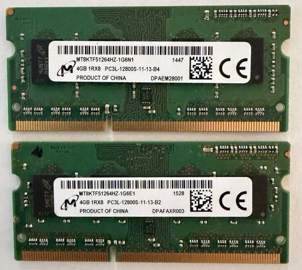 Micron 8GB (2x4GB) DDR3L 1600 PC3L-12800S SO_DIMM Laptop RAM  MT8KTF51264HZ