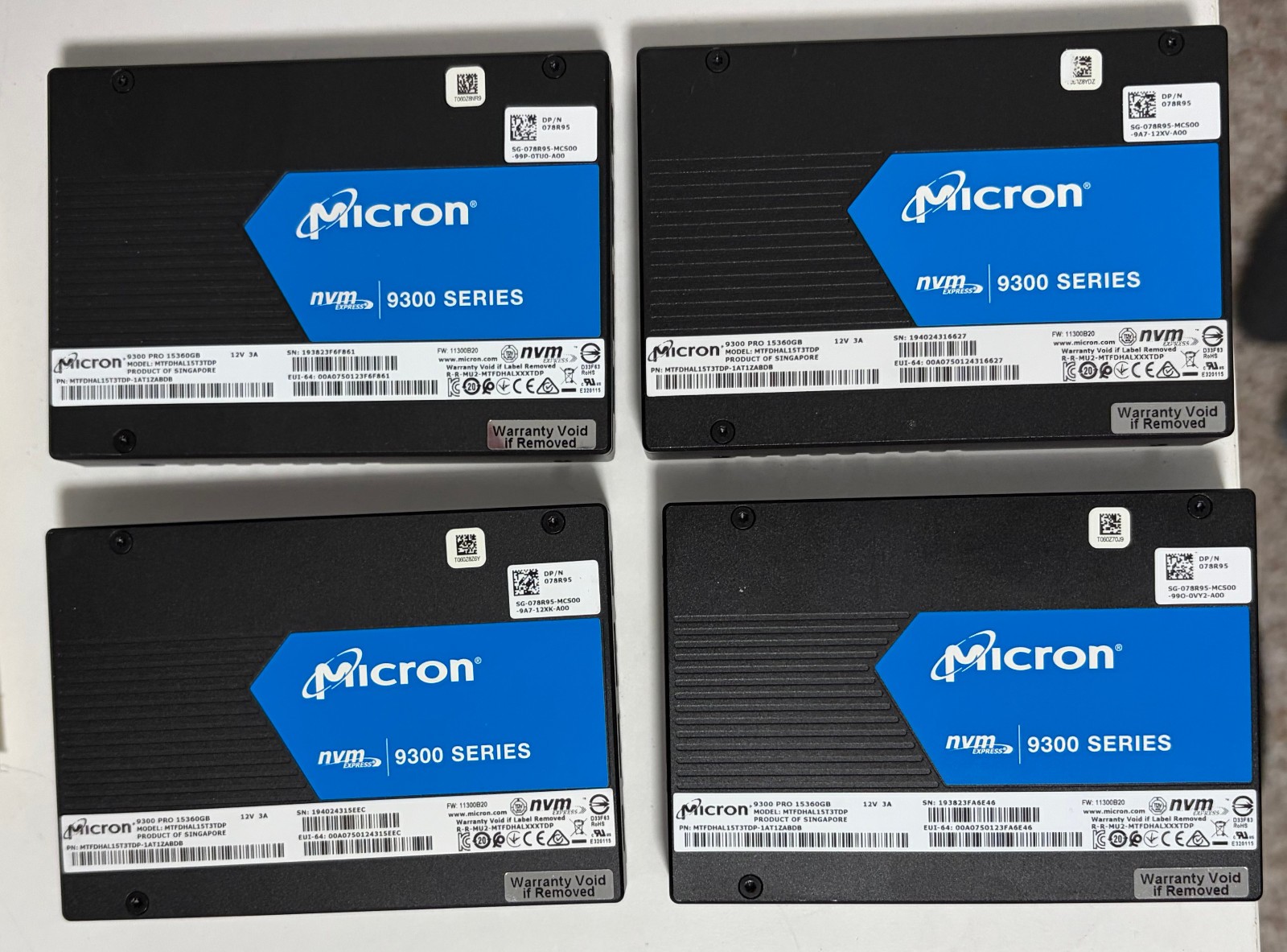 15.36TB NVMe Micron 9300 PRO U.2 2.5" SSD PCIe 3.0 x4 3D TLC 850K IOPS 1DWPD