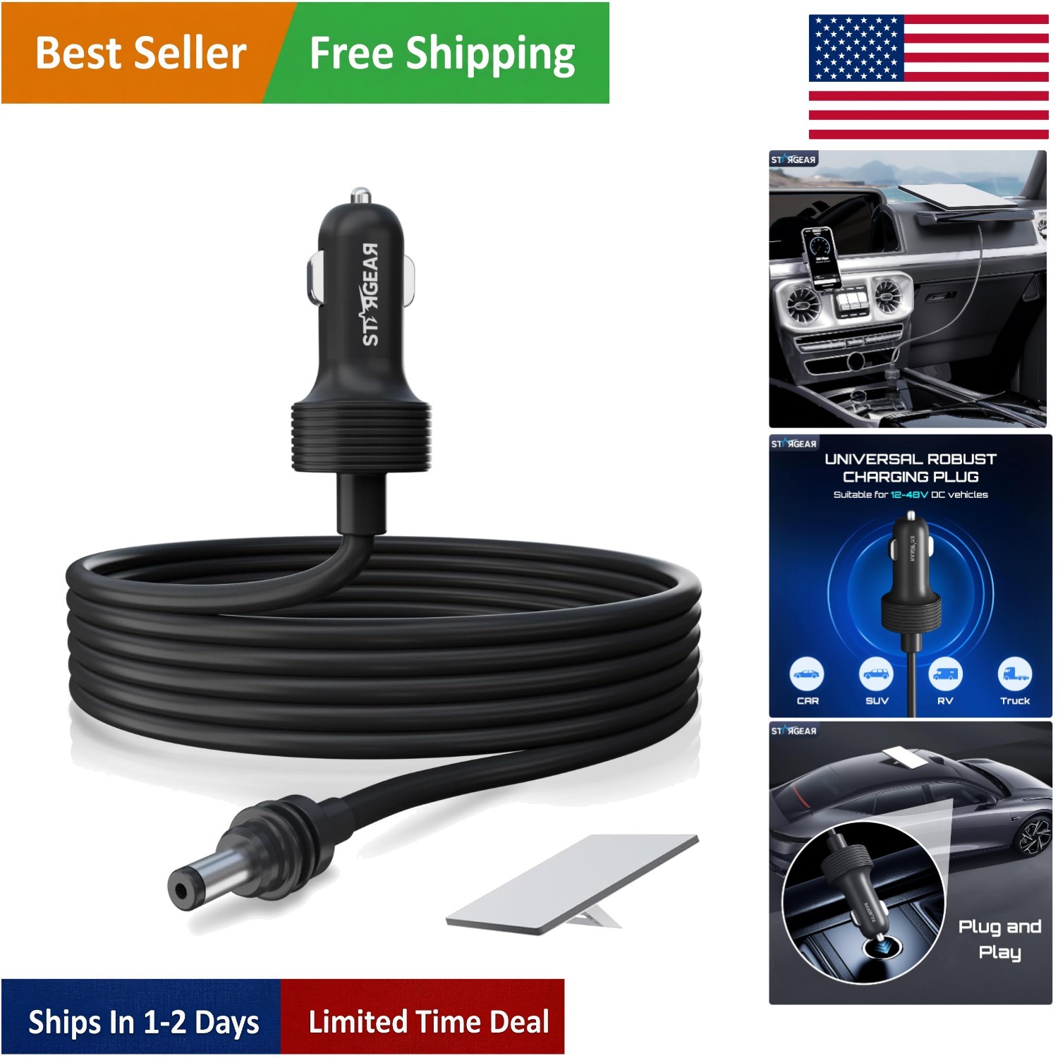 Versatile 12V-48V Starlink Mini Cigarette Lighter Adapter | 10FT Length